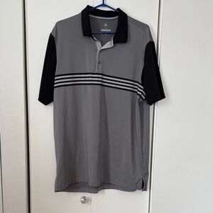 Adidas Men's Gray and Black Polo Shirt